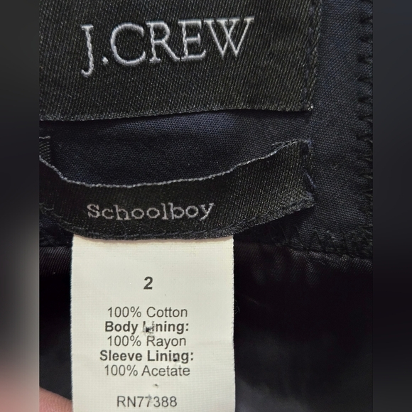 J.CREW Black Crushed Velvet Schoolboy Blazer. Size 2 - Picture 9 of 11